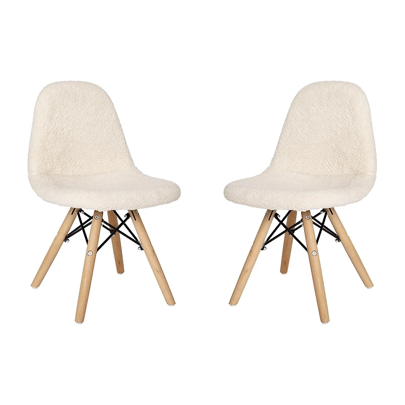 Zula Padded Sherpa Side Chair for Kids - Set of 2
