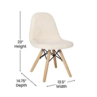 Zula Padded Sherpa Side Chair for Kids - Set of 2