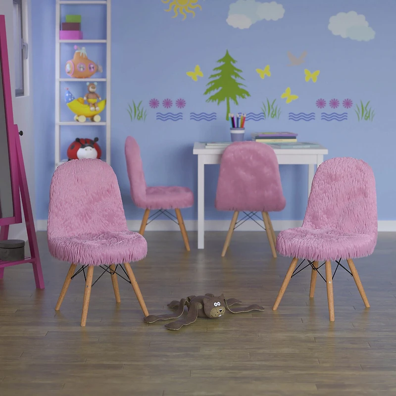 Zula Shaggy Dog Accent Chairs for Kids - Set of 4