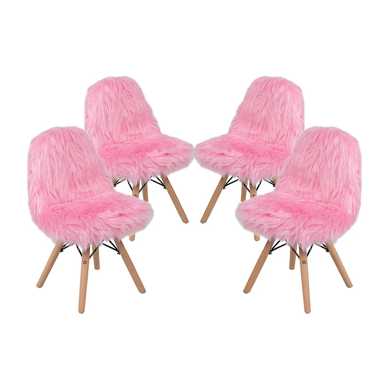 Zula Shaggy Dog Accent Chairs for Kids - Set of 4