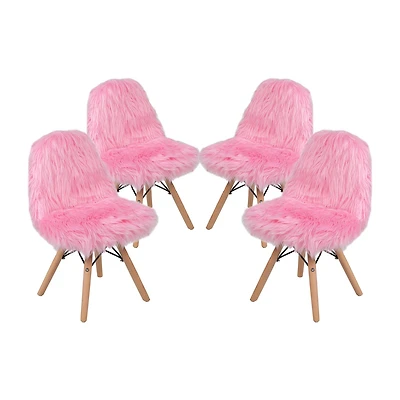 Zula Shaggy Dog Accent Chairs for Kids - Set of 4