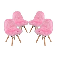 Zula Shaggy Dog Accent Chairs for Kids - Set of 4