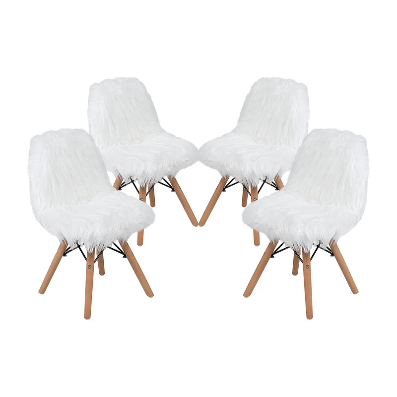Zula Shaggy Dog Accent Chairs for Kids - Set of 4