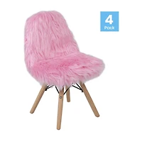 Zula Shaggy Dog Accent Chairs for Kids - Set of 4