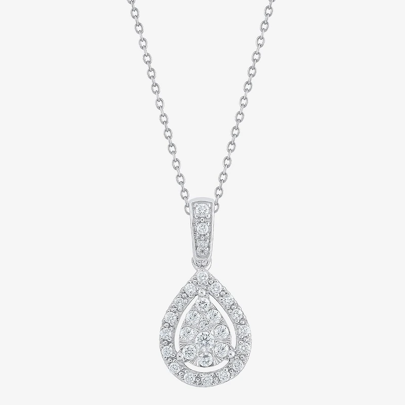Diamond Blossom (G, Si2) Womens 1/4 CT. T.W. Lab Grown White Diamond 10K Gold 18 Inch Pendant Necklace