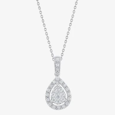 Diamond Blossom (G, Si2) Womens 1/4 CT. T.W. Lab Grown White Diamond 10K Gold 18 Inch Pendant Necklace