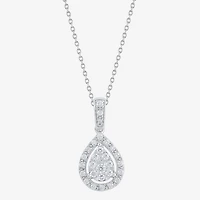 Diamond Blossom (G, Si2) Womens 1/4 CT. T.W. Lab Grown White Diamond 10K Gold 18 Inch Pendant Necklace