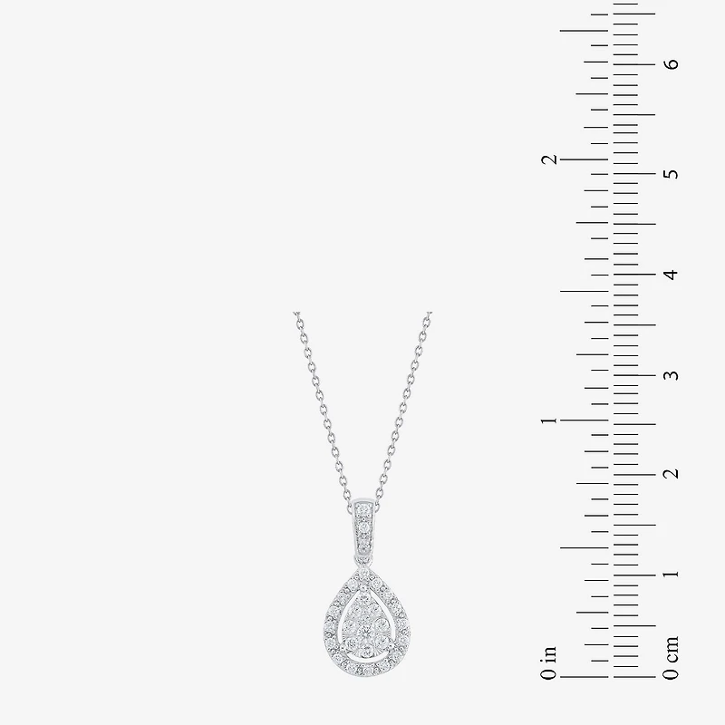Diamond Blossom (G, Si2) Womens 1/4 CT. T.W. Lab Grown White Diamond 10K Gold 18 Inch Pendant Necklace