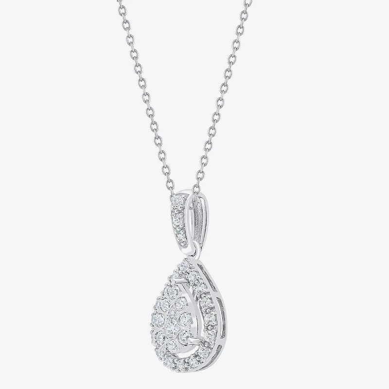 Diamond Blossom (G, Si2) Womens 1/4 CT. T.W. Lab Grown White Diamond 10K Gold 18 Inch Pendant Necklace