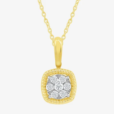 Diamond Blossom (G, Si2) Womens 1/5 CT. Lab Grown White Diamond 10K Gold 18 Inch Pendant Necklace