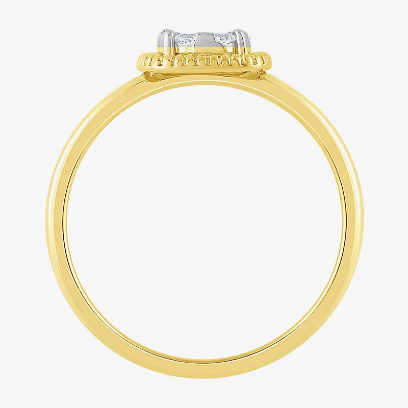 Diamond Blossom (G, Si2) Womens 1/5 CT. Lab Grown White 10K Gold Halo Cocktail Ring