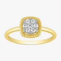 Diamond Blossom (G, Si2) Womens 1/5 CT. Lab Grown White 10K Gold Halo Cocktail Ring