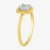 Diamond Blossom (G, Si2) Womens 1/5 CT. Lab Grown White 10K Gold Halo Cocktail Ring