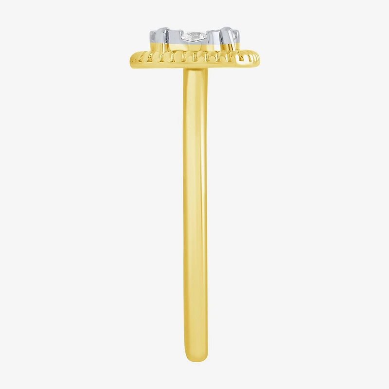 Diamond Blossom (G, Si2) Womens 1/5 CT. Lab Grown White 10K Gold Halo Cocktail Ring