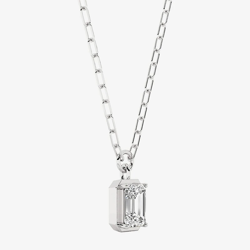 Grown Gorgeous (F, Vs2) Womens 1 3/4 CT. T.W. Lab-Grown Diamond 14K Gold 18 Inch Emerald-cut Pendant Necklace