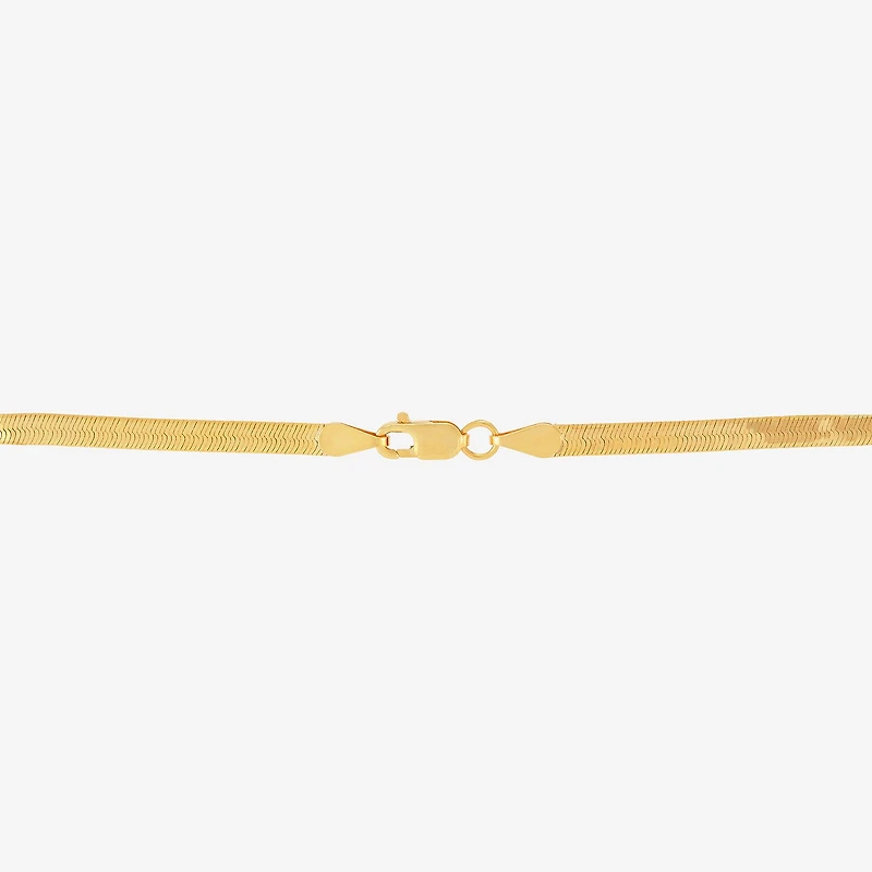 Made in Italy Womens 10K Gold 7.5 Inch Solid Herringbone Chain Bracelet