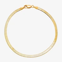 Made in Italy Womens 10K Gold 7.5 Inch Solid Herringbone Chain Bracelet