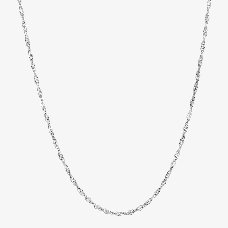 Womens 14K Gold Inch Singapore Chain Necklace