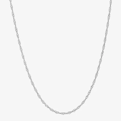 Womens 14K Gold 18 Inch Singapore Chain Necklace