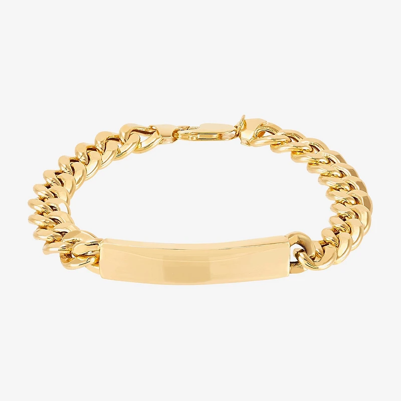 Made in Italy Mens 14K Gold 8 1/2 Inch Hollow Curb Id Bracelet