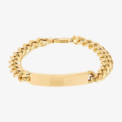 Made in Italy Mens 14K Gold 8 1/2 Inch Hollow Curb Id Bracelet