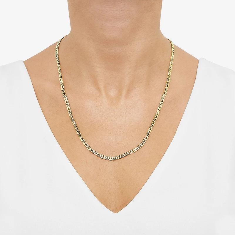 Made in Italy Mens 10K Gold 22 Inch Mariner Chain Necklace