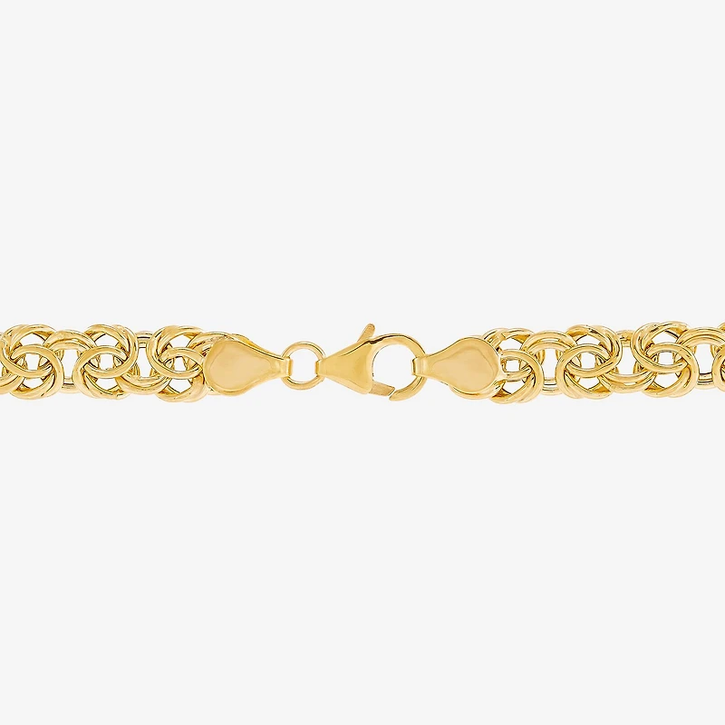 Made in Italy Womens 14K Gold 8 Inch Hollow Byzantine Chain Bracelet