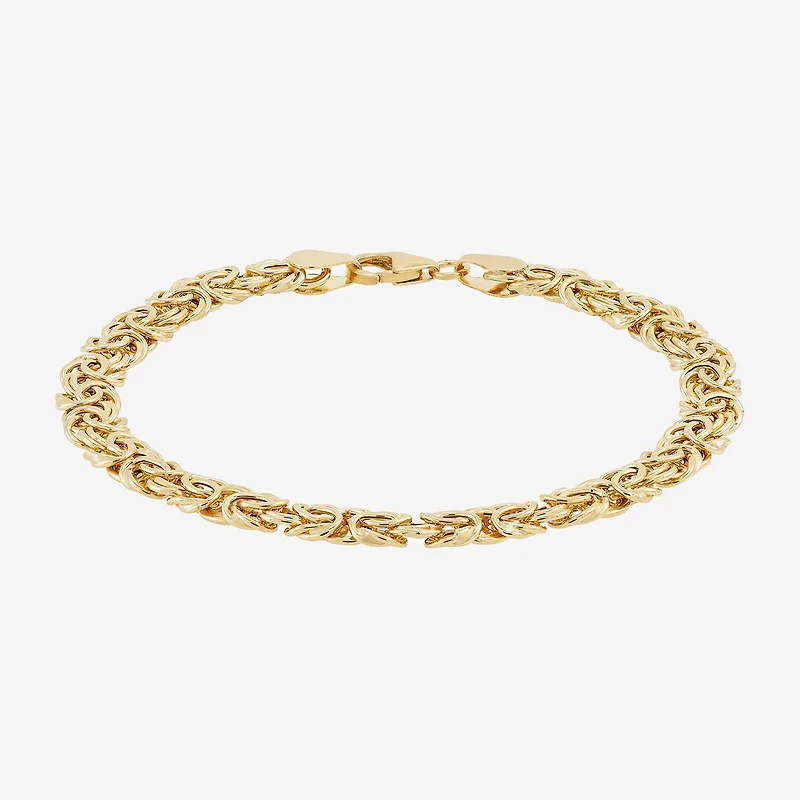 Made in Italy Womens 14K Gold 8 Inch Hollow Byzantine Chain Bracelet