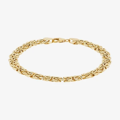Made in Italy Womens 14K Gold 8 Inch Hollow Byzantine Chain Bracelet