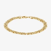 Made in Italy Womens 14K Gold 8 Inch Hollow Byzantine Chain Bracelet