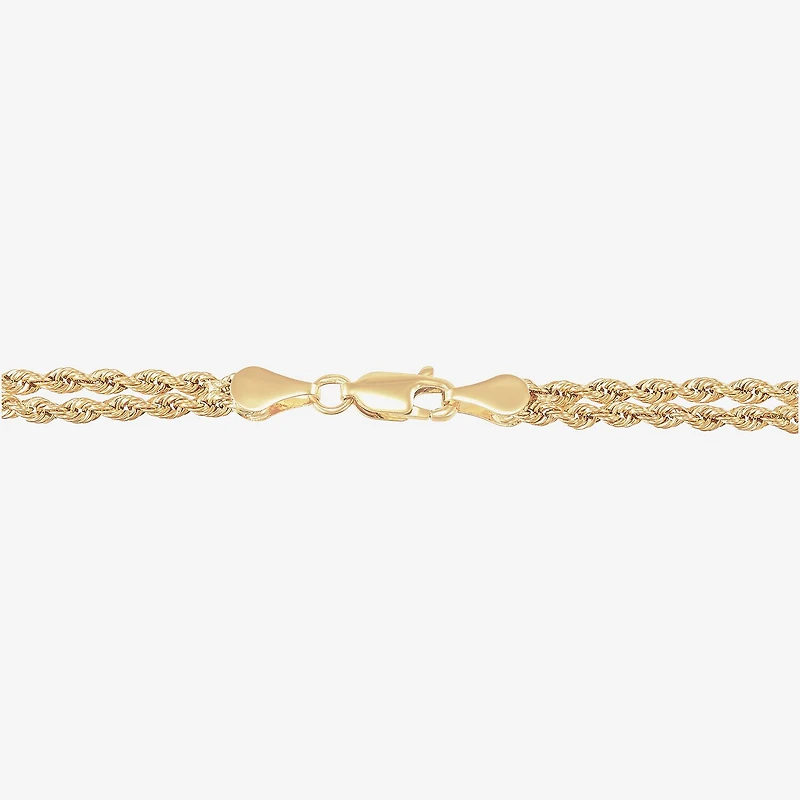 Womens 10K Gold Hollow Heart 7.5 Inch Link Bracelet