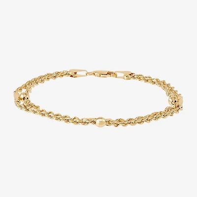 Womens 10K Gold Hollow Heart 7.5 Inch Link Bracelet