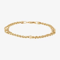 Womens 10K Gold Hollow Heart 7.5 Inch Link Bracelet