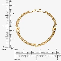 Womens 10K Gold Hollow Heart 7.5 Inch Link Bracelet