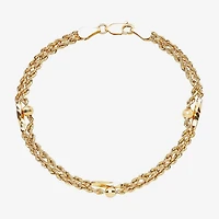 Womens 10K Gold Hollow Heart 7.5 Inch Link Bracelet