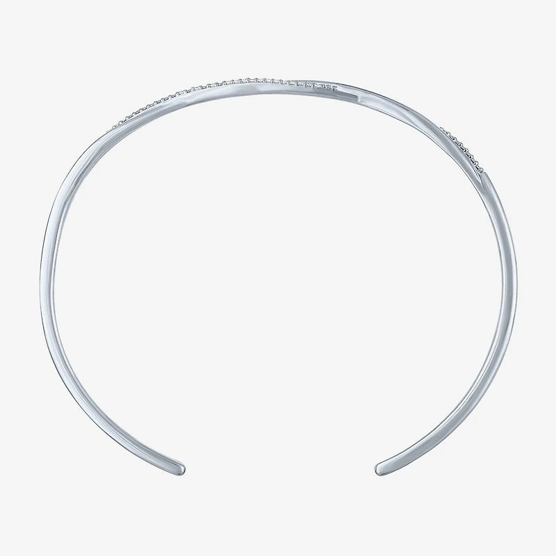 Yes, Please! Womens Diamond Accent White Diamond Accent Sterling Silver Cuff Bracelet