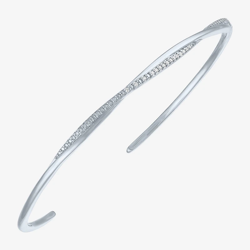 Yes, Please! Womens Diamond Accent White Diamond Accent Sterling Silver Cuff Bracelet