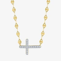 Yes, Please! (G-H, Si2-I1) Womens Lab Grown White Diamond Accent 14K Gold Over Silver Cross 18 Inch Pendant Necklace