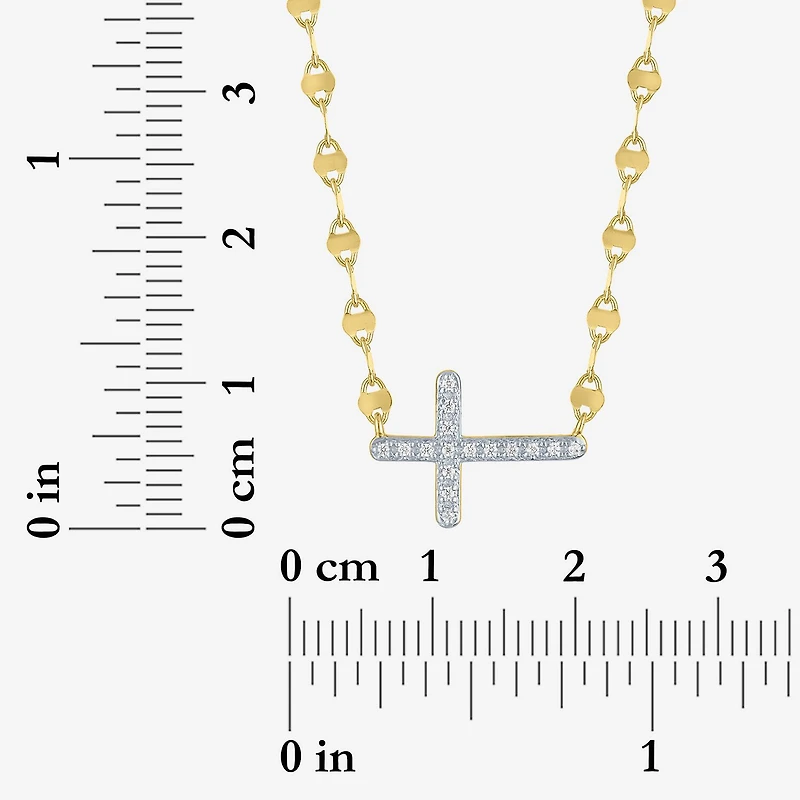 Yes, Please! (G-H, Si2-I1) Womens Lab Grown White Diamond Accent 14K Gold Over Silver Cross 18 Inch Pendant Necklace
