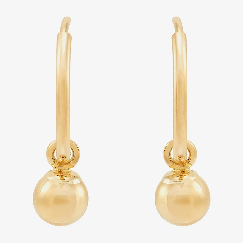 Womens 14K Gold Round Drop Earrings