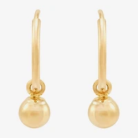 Womens 14K Gold Round Drop Earrings