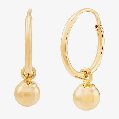 Womens 14K Gold Round Drop Earrings
