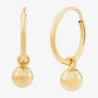 Womens 14K Gold Round Drop Earrings