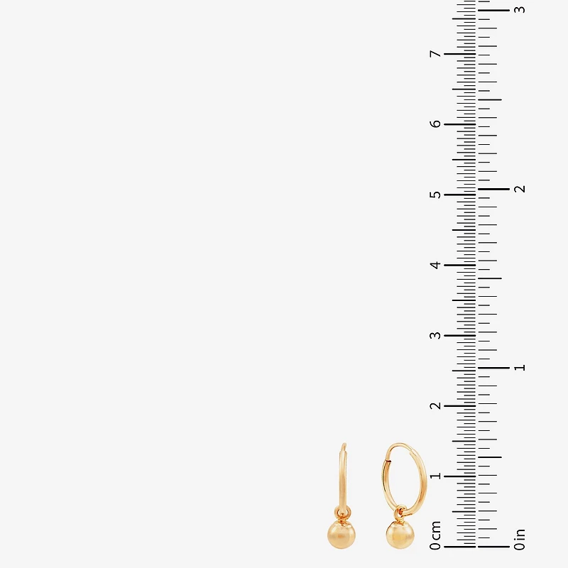 Womens 14K Gold Round Drop Earrings