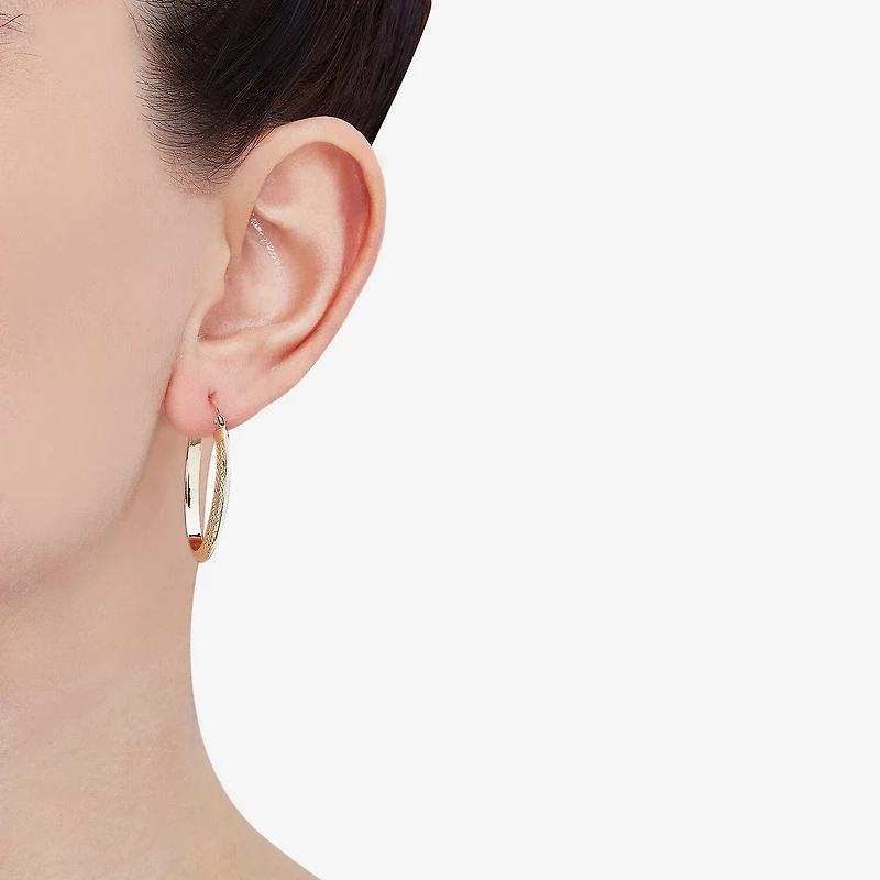Womens 14K Gold 20mm Round Hoop Earrings