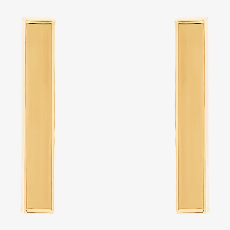 14K Gold 12.7mm Bar Stud Earrings
