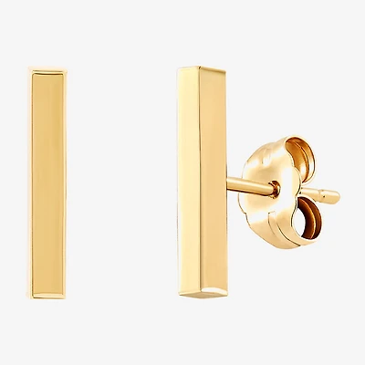 14K Gold 12.7mm Bar Stud Earrings