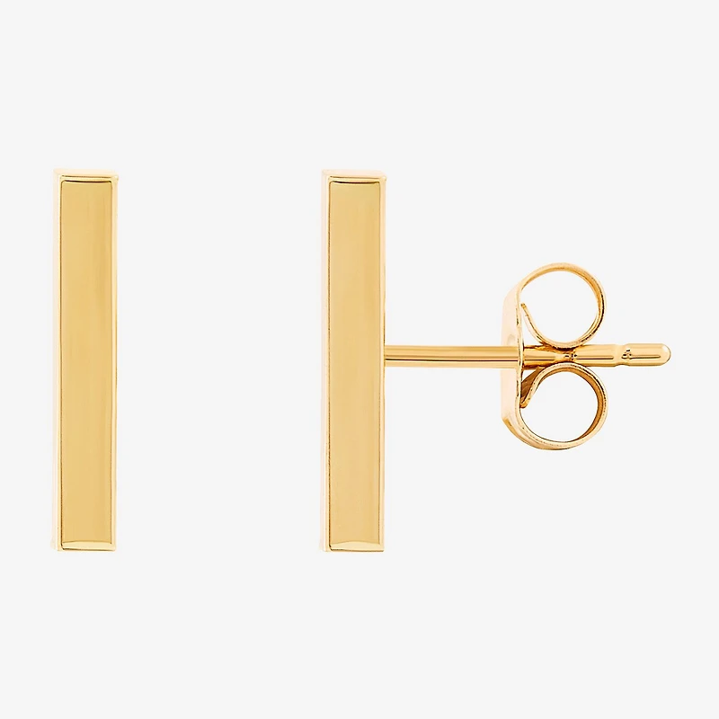 14K Gold 12.7mm Bar Stud Earrings