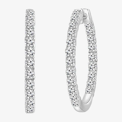 (I, Si2) Womens 1 CT. T.W. Lab Grown White Diamond Sterling Silver 22mm Round Hoop Earrings