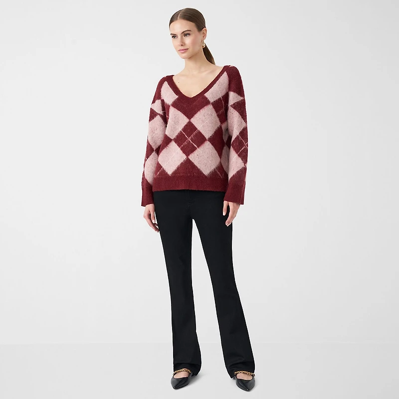RM Rebecca Minkoff Womens V Neck Long Sleeve Pullover Sweater